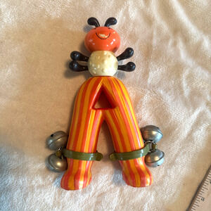 Battat Bells Musical Baby Rattle Insect Toy A is for ANT Orange Plastic Cute
